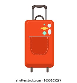 Red suitcase Isolated on a white background. Vector graphics.