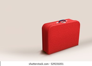 red suitcase on bright