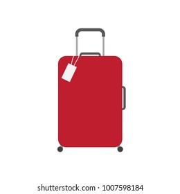 red suitcase on wheels icon- vector illustration
