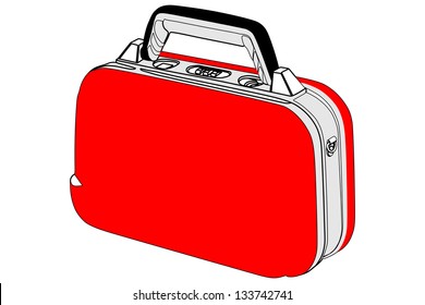 red suitcase for traveling