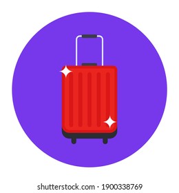 
A Red Suitcase With Wheels, Luggage Flat Icon