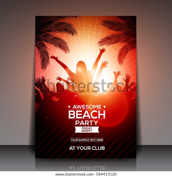 Red Summer Beach Party Flyer Vorlage Stock Vektorgrafik Lizenzfrei