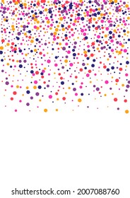 Red Summer Confetti Background. Dot Celebrate Texture. Purple Circle Gift. Round Yellow Event Illustration. Dust Frame.