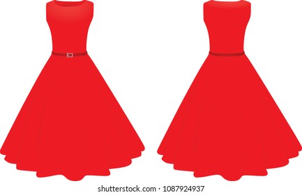 Red summer dress. vector illustration