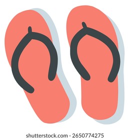 Red summer flip flops or sandals, ideal for beach vacations, tropical scenes, and summer holiday designs.