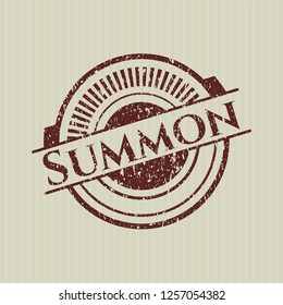 Red Summon distress rubber stamp with grunge texture