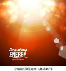 Red sun bokeh abstract  background. Vector illustration