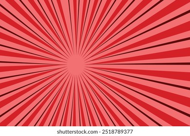 Red Sun Burst Effect. Comics rays background, summer backdrop illustrations.