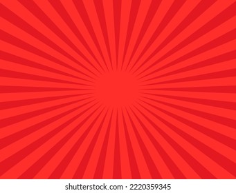 Red Sun Burst Effect. Vector illustration, Comics rays background, Vector summer backdrop illustrations.