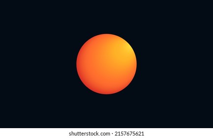 Red sun during sunset. Big sunshine. Mars silhouette in space. Red planet symbol. Sun macro shot. Orange circle at dawn. Space logo isolated. Dark sky, close up landscape