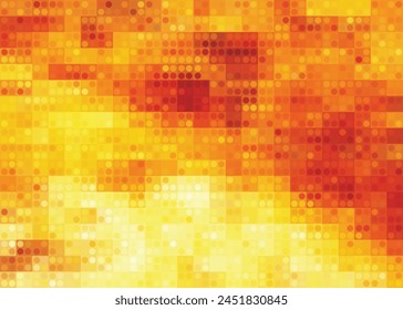 Red Sun Fire Color Halftone Background. Abstract Texture with Squares for Textile Print, Banner, Card, Web or Mobile Applications. Modern Tech Pattern with Color Pixels. Vector Texture.