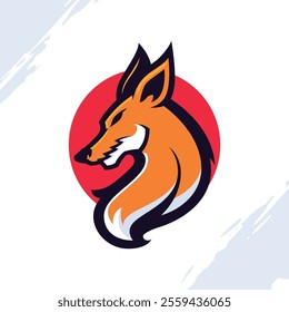 Red Sun Fox Head Gaming Mascot Logo