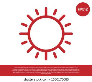 Red Sun icon isolated on white background.  Vector Illustration
