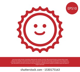 Red Sun icon isolated on white background.  Vector Illustration