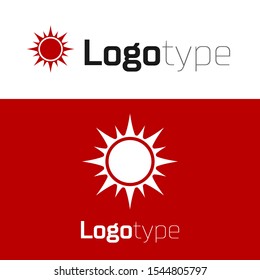 Red Sun icon isolated on white background. Logo design template element. Vector Illustration