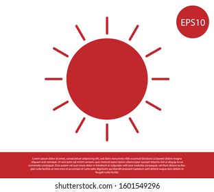 Red Sun icon isolated on white background.  Vector Illustration