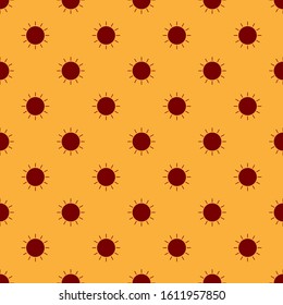 Red Sun icon isolated seamless pattern on brown background.  Vector Illustration