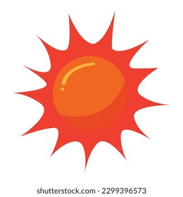 Red Sun icon vector symbol on white background. Flat illustration vector.