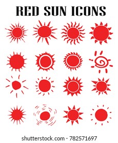 red sun icons vector 
