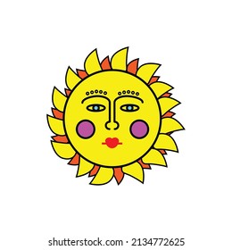 Red sun maiden sign. Spring
