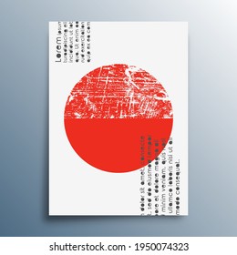 Red sun minimal design for poster, banner, flyer, brochure cover, background, wallpaper, typography, or other printing products. Vector illustration.