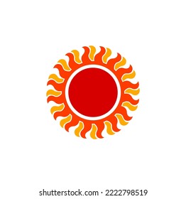 Sol rojo con icono de las palmas anaranjadas. hermoso símbolo solar.