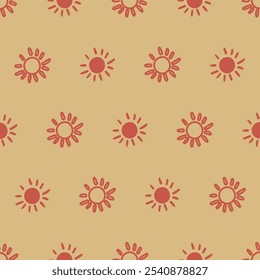 Red Sun Pattern on Orange Background