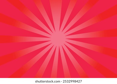 Red Sun Rays Retro with Paper Texture Background. Abstract Burst Sun Rays Pattern Design.