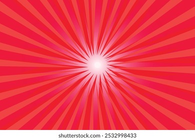 Red Sun Rays Retro with Paper Texture Background. Abstract Burst Sun Rays Pattern Design.