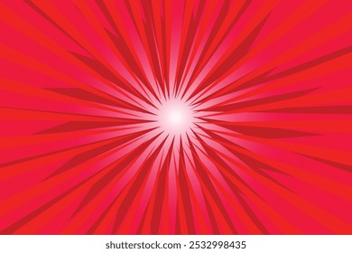 Red Sun Rays Retro with Paper Texture Background. Abstract Burst Sun Rays Pattern Design.