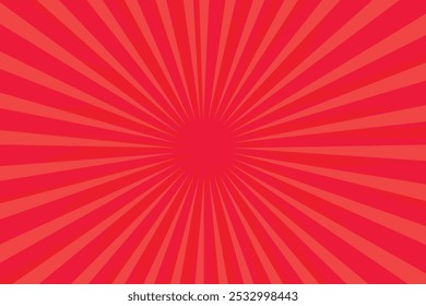 Red Sun Rays Retro with Paper Texture Background. Abstract Burst Sun Rays Pattern Design.