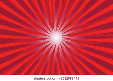 Red Sun Rays Retro with Paper Texture Background. Abstract Burst Sun Rays Pattern Design.