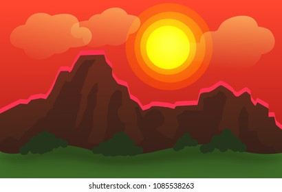 
red sun sky landscape