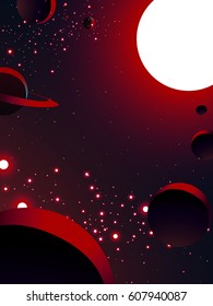 red sun stardust and asteroids belt in universe background