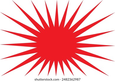 Red sun with sunlight rays circle japanese style icon vector design