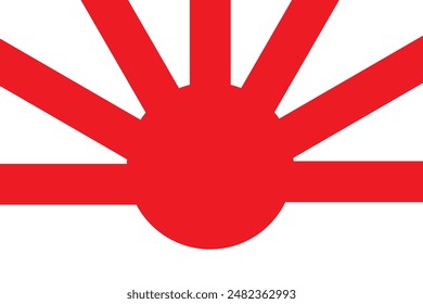 Red sun with sunlight rays circle japanese style icon vector design