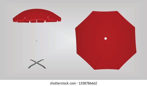 Red sun umbrella. vector illustration