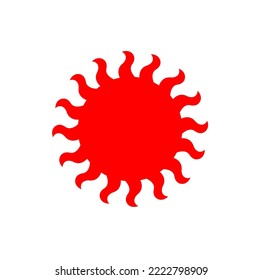 Icono del vector de sol rojo sobre fondo blanco.