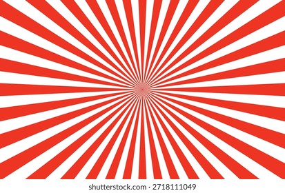 Fundo de explosão solar vermelha com raios radiais arrojados, ilustração vetorial plana criando efeito de explosão energética para cartaz, banner, publicidade, apresentação e uso de design gráfico abstrato, composição isolada