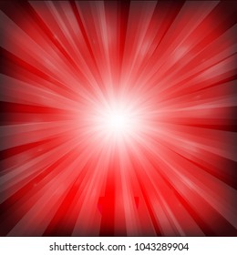 Red Sunburst Background With Gradient Mesh, Vector Illustration