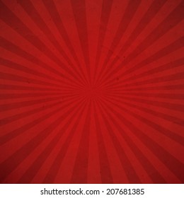 Red Sunburst Background, With Gradient Mesh, Vector Illustration