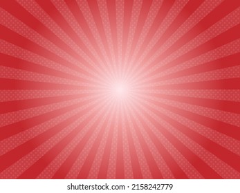 red sunburst background with polka dots