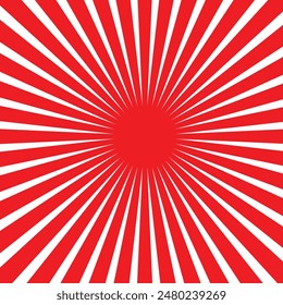 Red sunburst background. Red rays background, with star, light rays, halftone effect on white background. Vector illustration. eps 10
