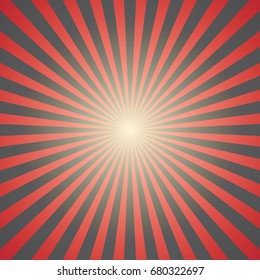 Red sunburst background. Vector