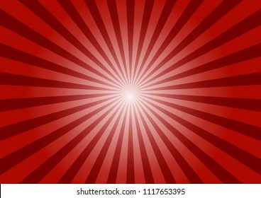 Red Sunburst background. Vector illustration.