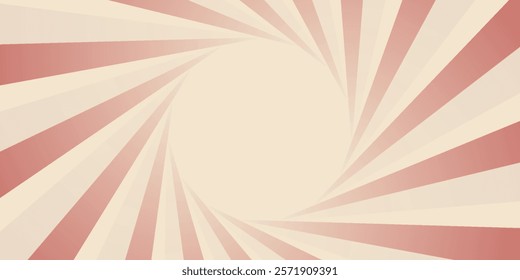 Red sunburst lines on yellow Background. Light sun rays pattern. Vintage stripes halftone radial wallpaper for poster, banner, advertising backdrop, comic or circus scene