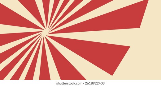 Red sunburst lines on yellow Background. Light sun rays pattern. Vintage stripes halftone radial wallpaper vector eps10