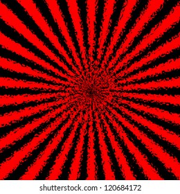 Red sunburst on black vector image