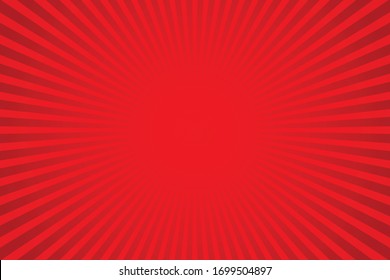Red Sunburst Pattern Background. Rays. Radial. Abstract Banner. Vector Illustration