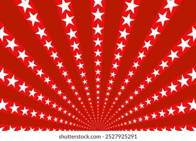 red sunburst pattern background with stars. retro red sunburst with stars background